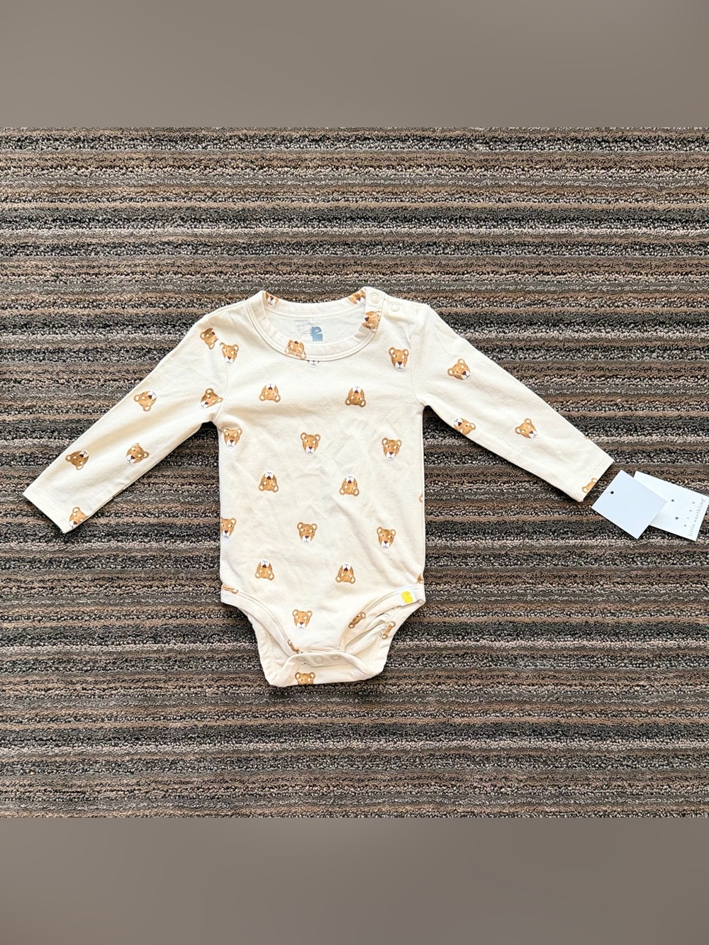 Rise Little Earthling Long-Sleeve Baby Bodysuit with Tiger Print